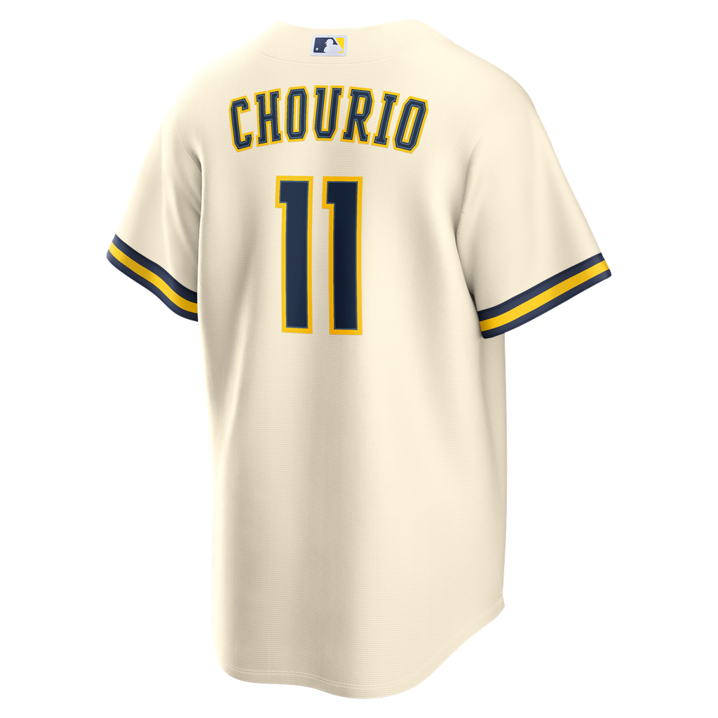 Men's Milwaukee Brewers Jackson Chourio Cream Home Replica Jersey