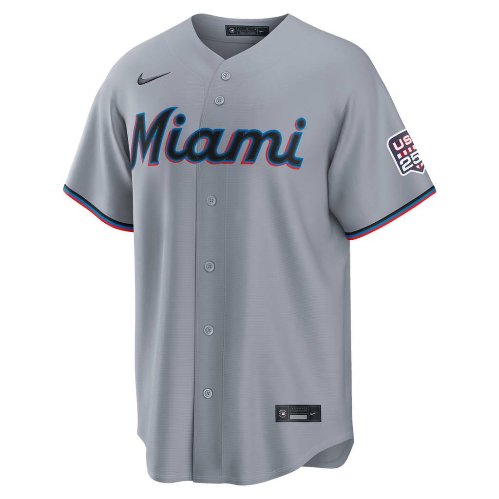 Fourth of July Men's Miami Marlins Kyle Stowers Gray USA 250 Stadium Jersey