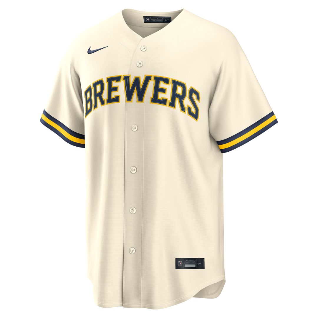 Men's Milwaukee Brewers Andrew Vaughn Cream Home Replica Jersey
