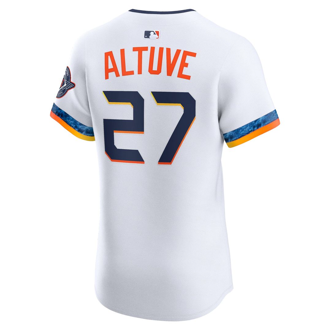 Men's Houston Astros Jose Altuve White 2025 City Connect Elite Player Jersey