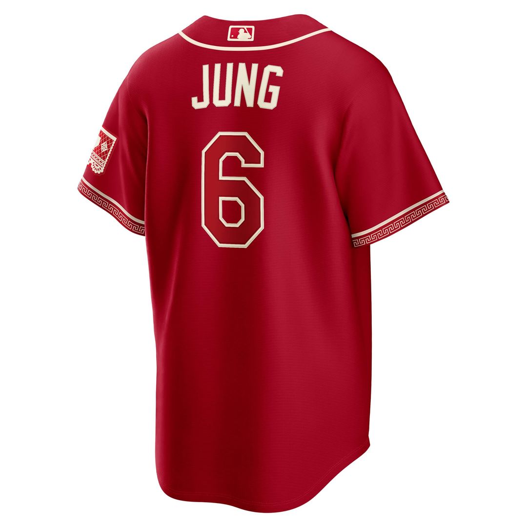 Men's Texas Rangers Josh Jung Red 2026 City Connect Stadium Jersey