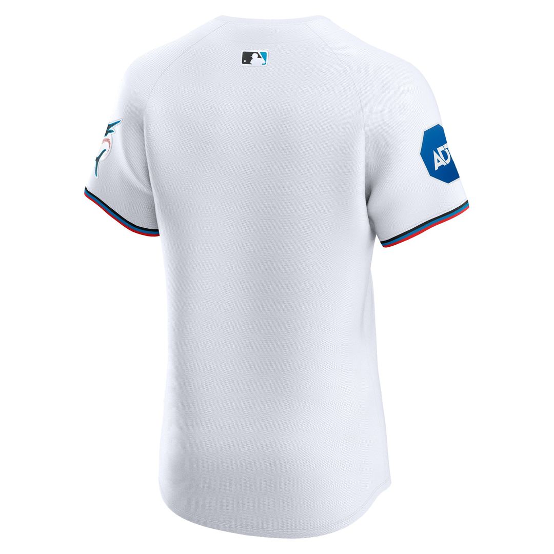 Men's Miami Marlins White Home Elite Patch Jersey