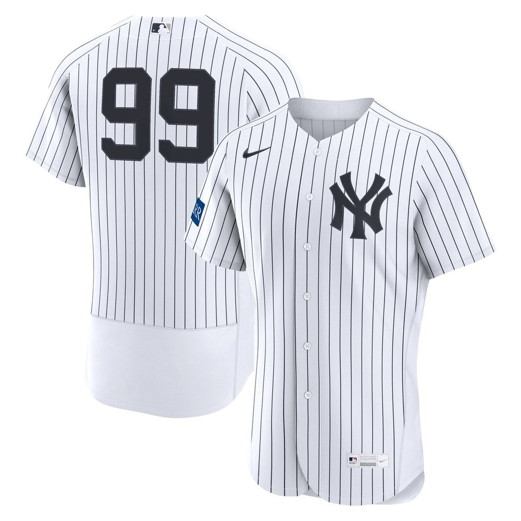 Men's New York Yankees Aaron Judge White Home Sponsor Patch Jersey
