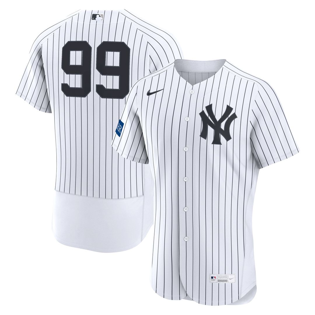Men's New York Yankees Aaron Judge White Home Sponsor Patch Jersey