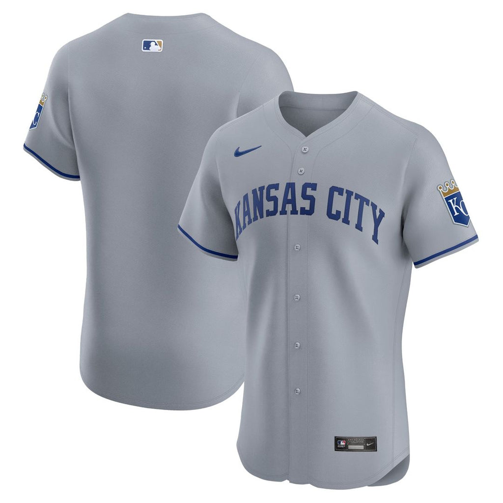 Men's Kansas City Royals Gray Road Premier Elite Patch Jersey