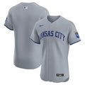 Men's Kansas City Royals Gray Road Premier Elite Patch Jersey