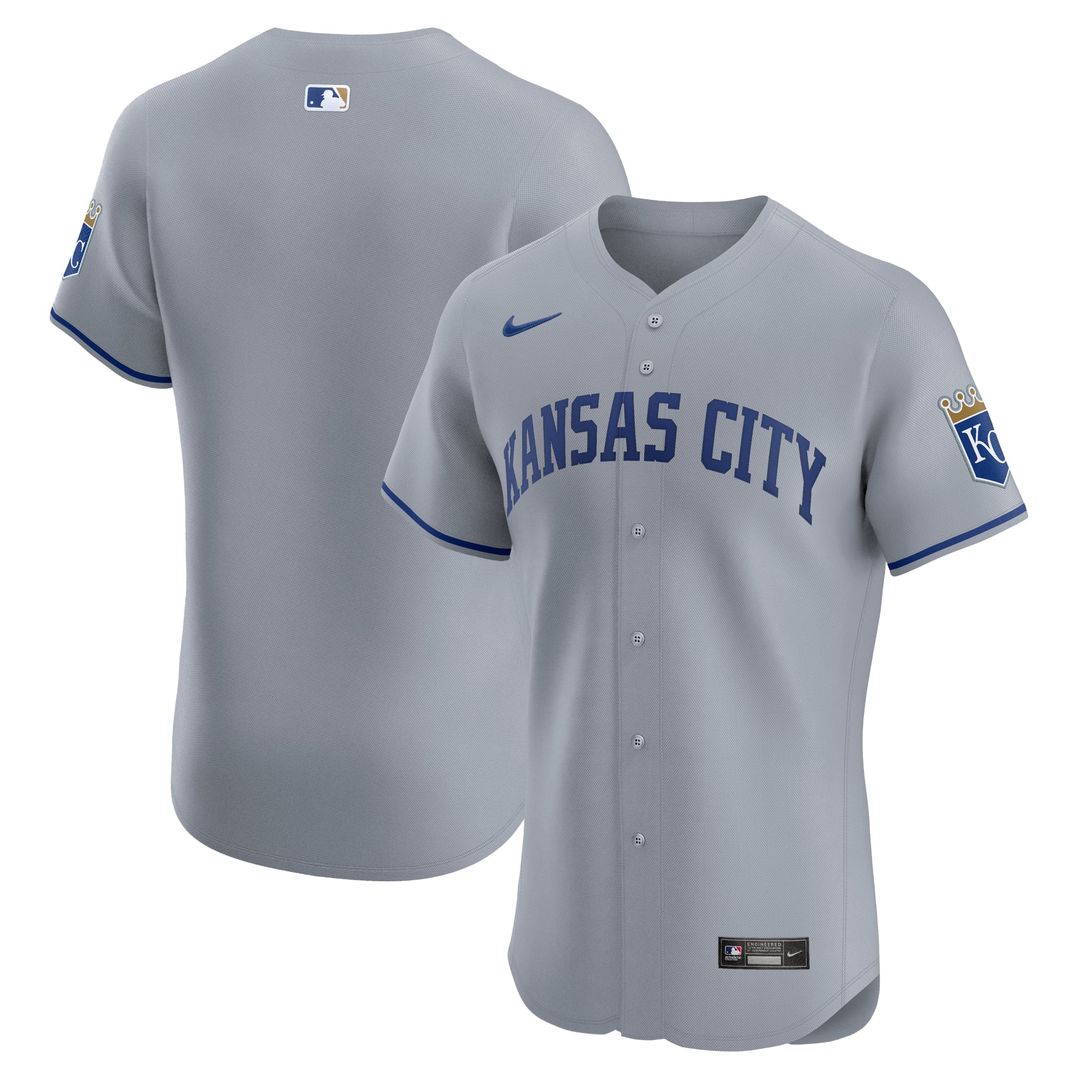 Men's Kansas City Royals Gray Road Premier Elite Patch Jersey
