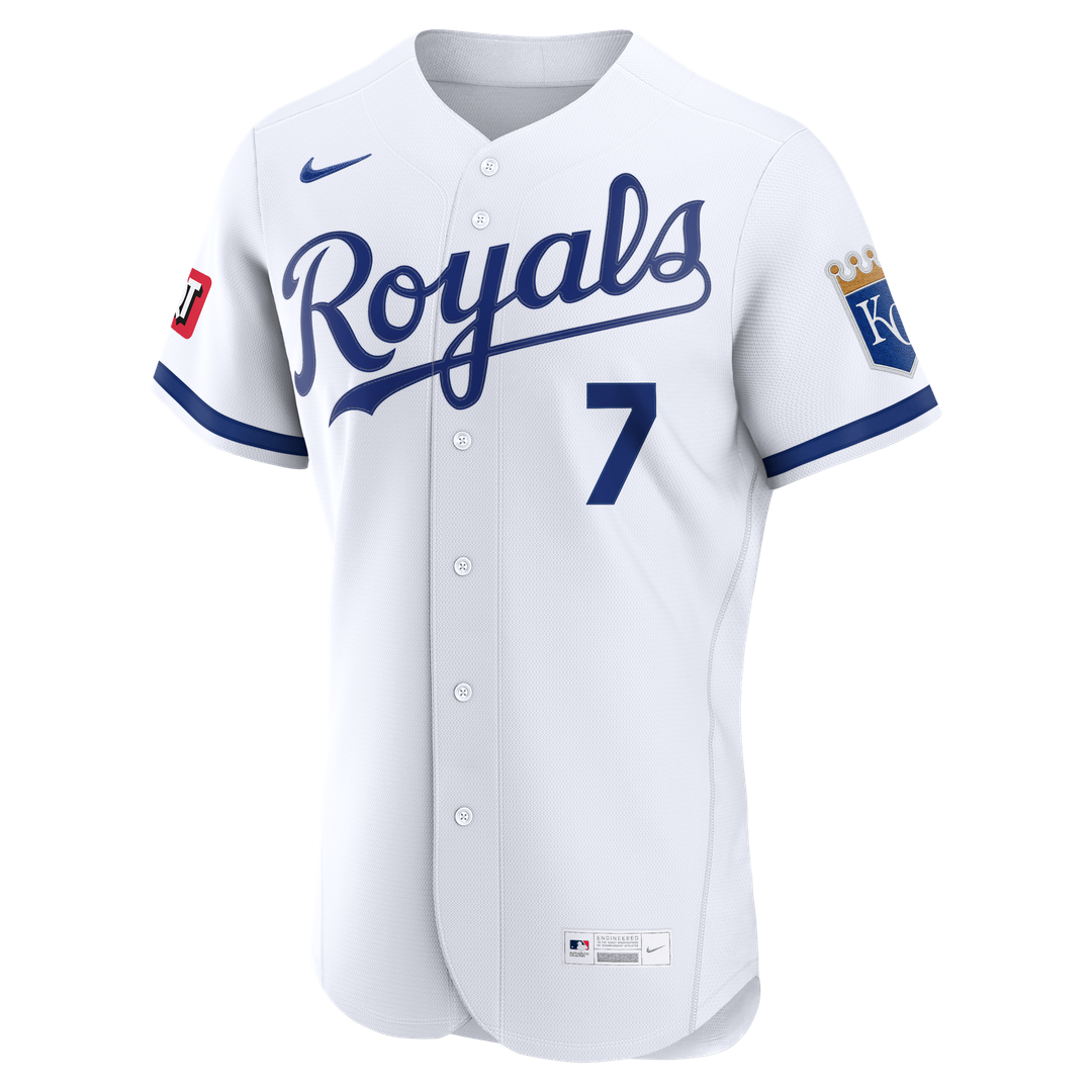 Men's Kansas City Royals Bobby Witt Jr. White Home Sponsor Patch Jersey