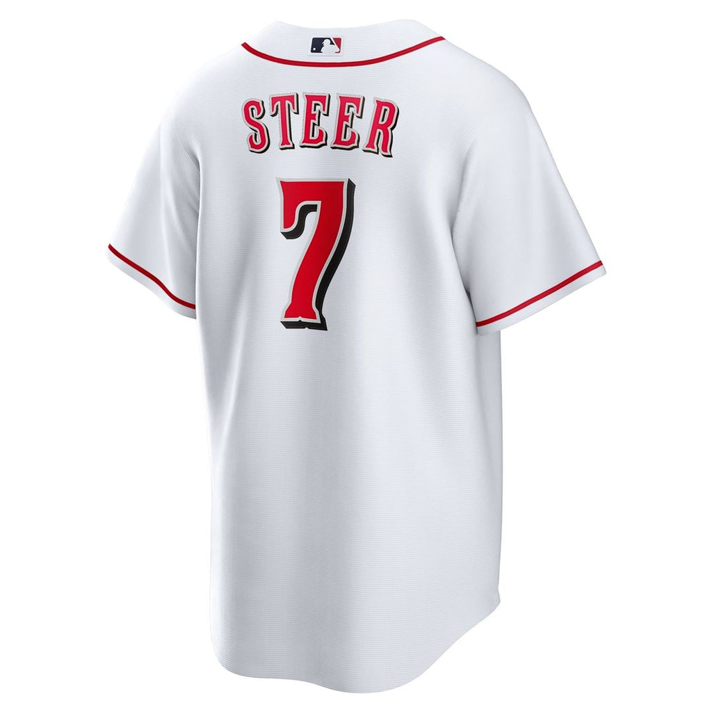 Men's Cincinnati Reds Spencer Steer White Home Replica Jersey