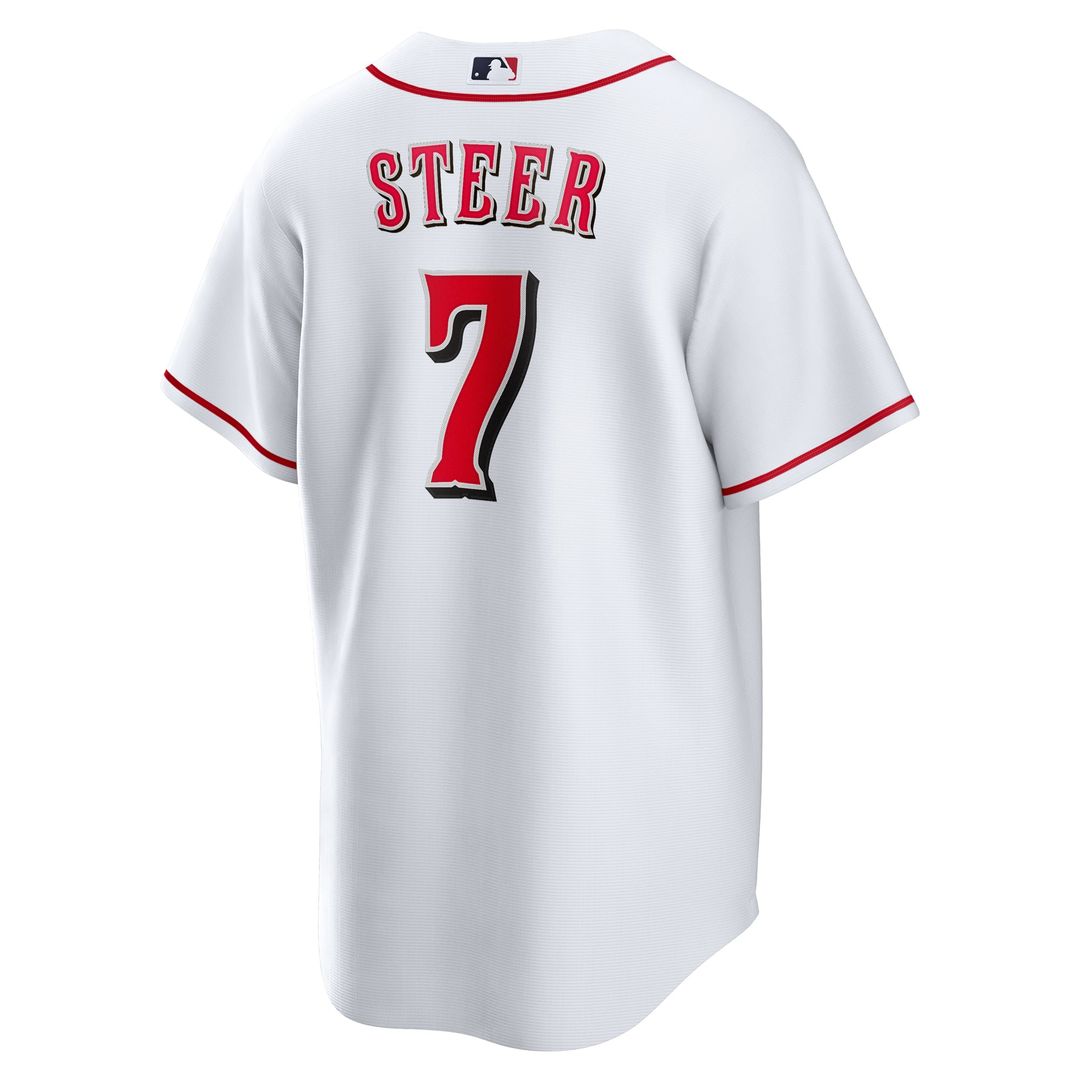 Men's Cincinnati Reds Spencer Steer White Home Replica Jersey