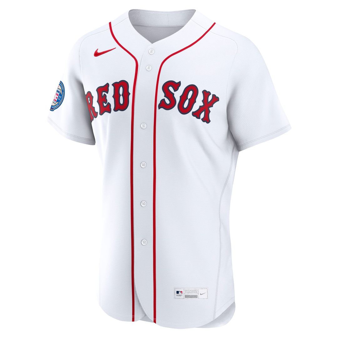 Men's Boston Red Sox David Ortiz White Home Retired 2022 Hall of Fame Patch Jersey