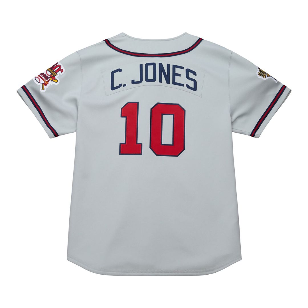 Men's Atlanta Braves Chipper Jones Gray 1995 Throwback Jersey