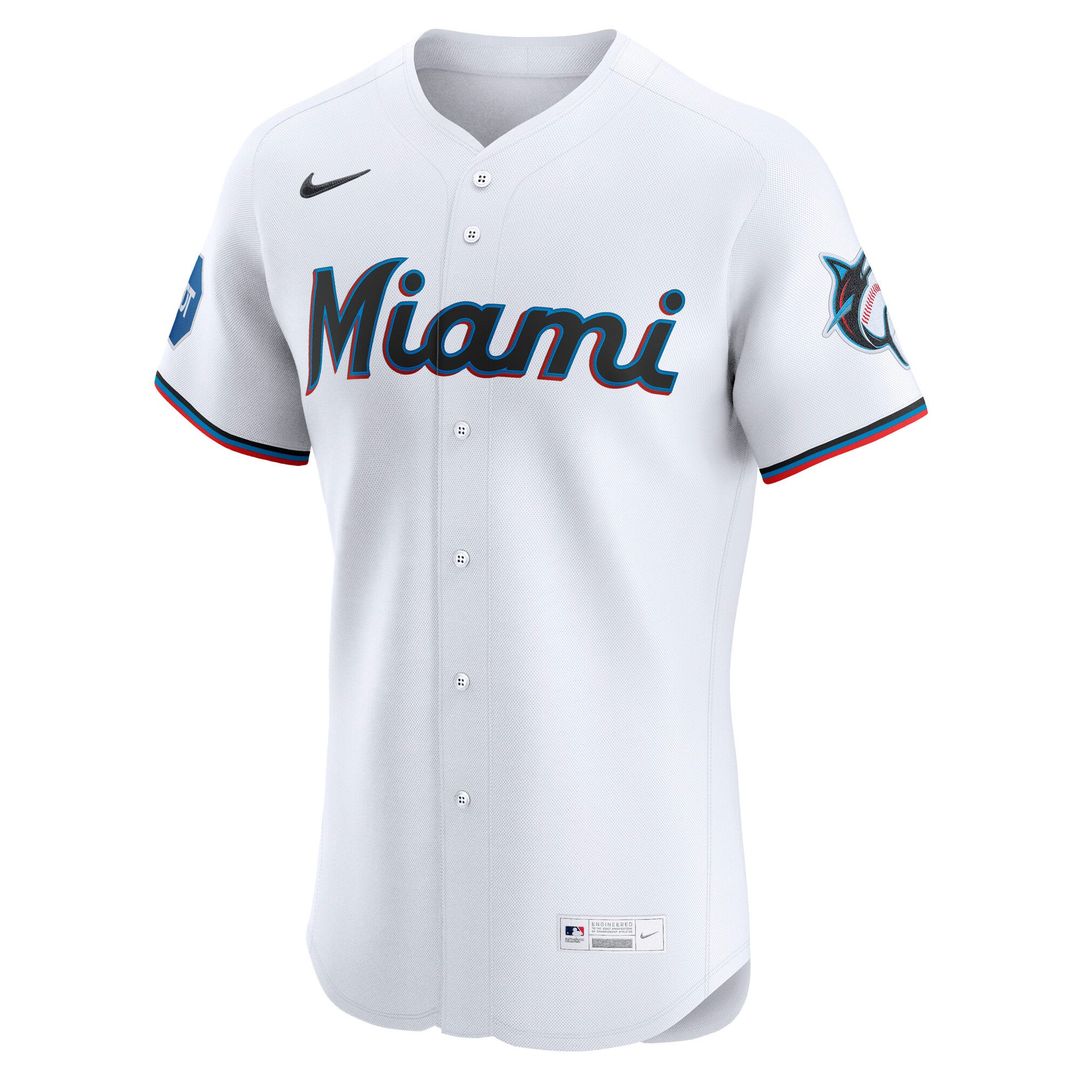 Men's Miami Marlins White Home Elite Jersey