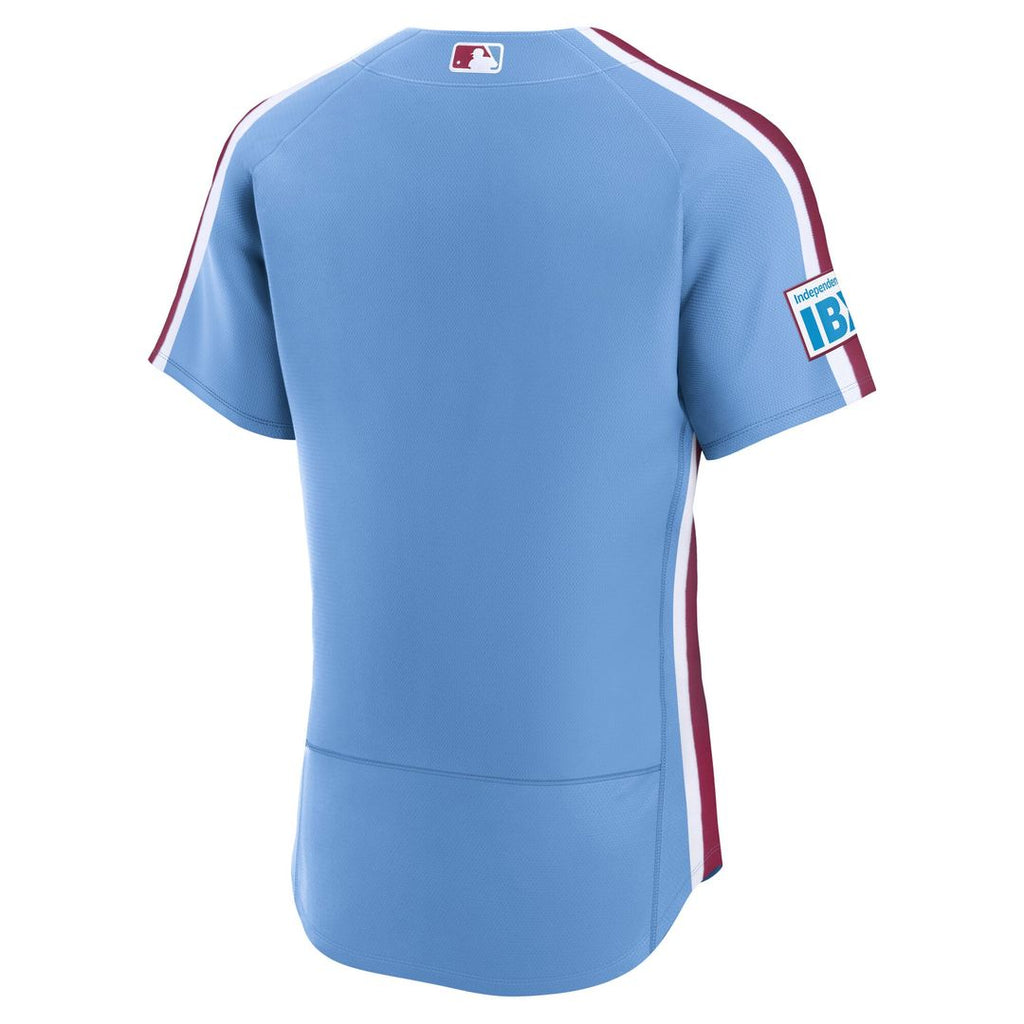 Men's Philadelphia Phillies Light Blue Alternate Sponsor Patch Jersey