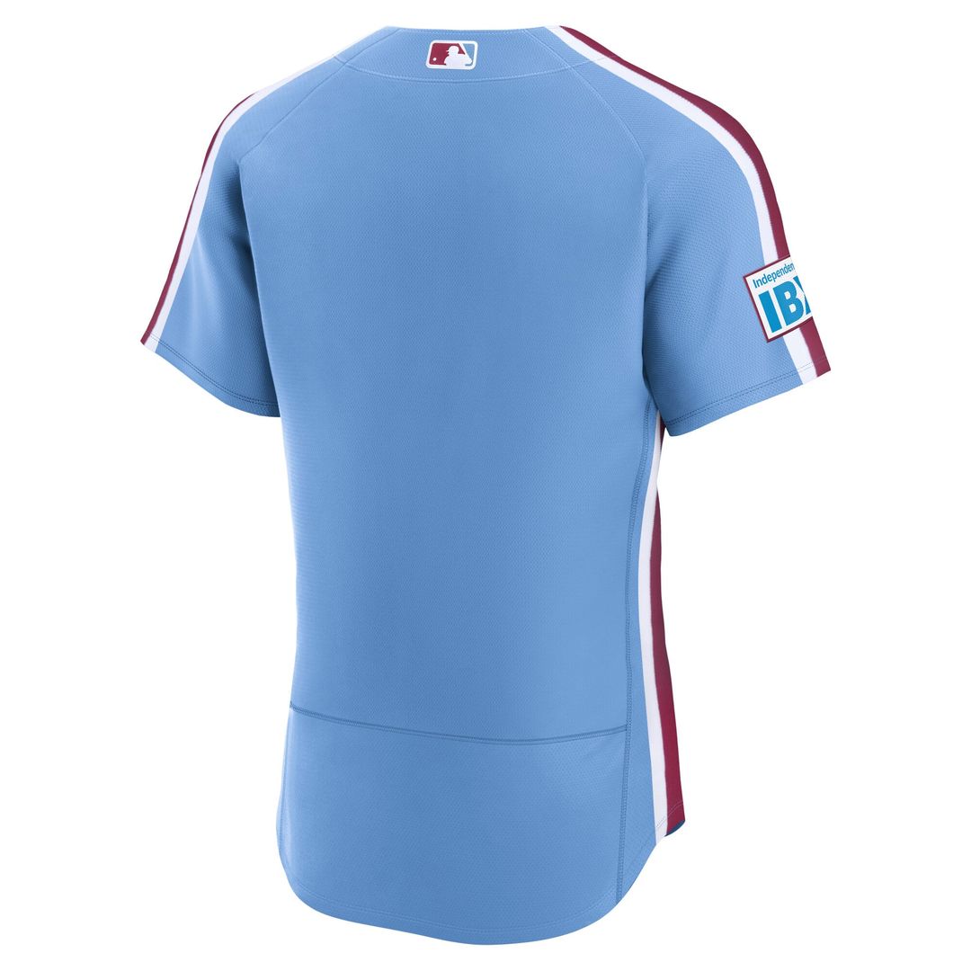 Men's Philadelphia Phillies Light Blue Alternate Sponsor Patch Jersey