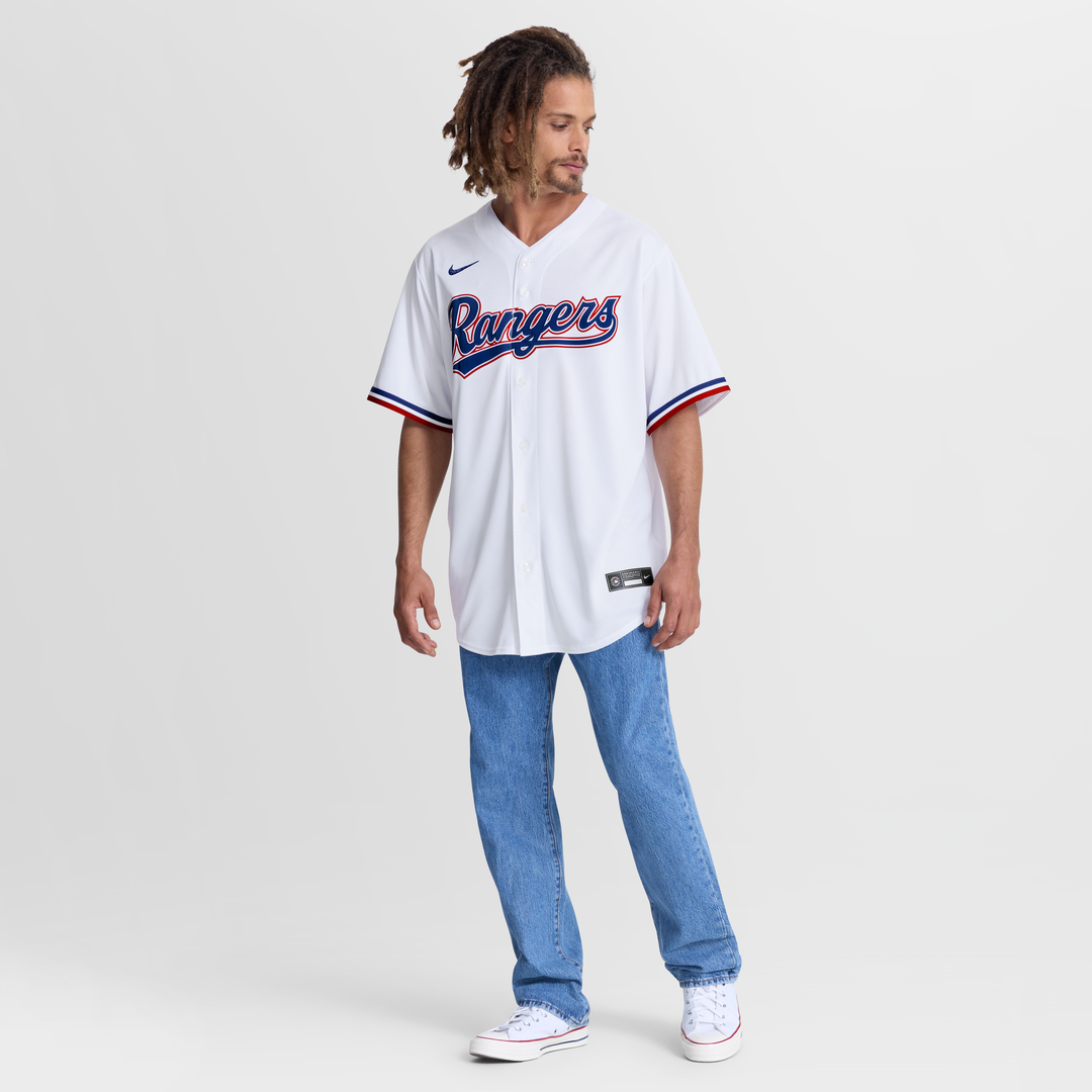 Men's Texas Rangers Wyatt Langford White Home Replica Jersey