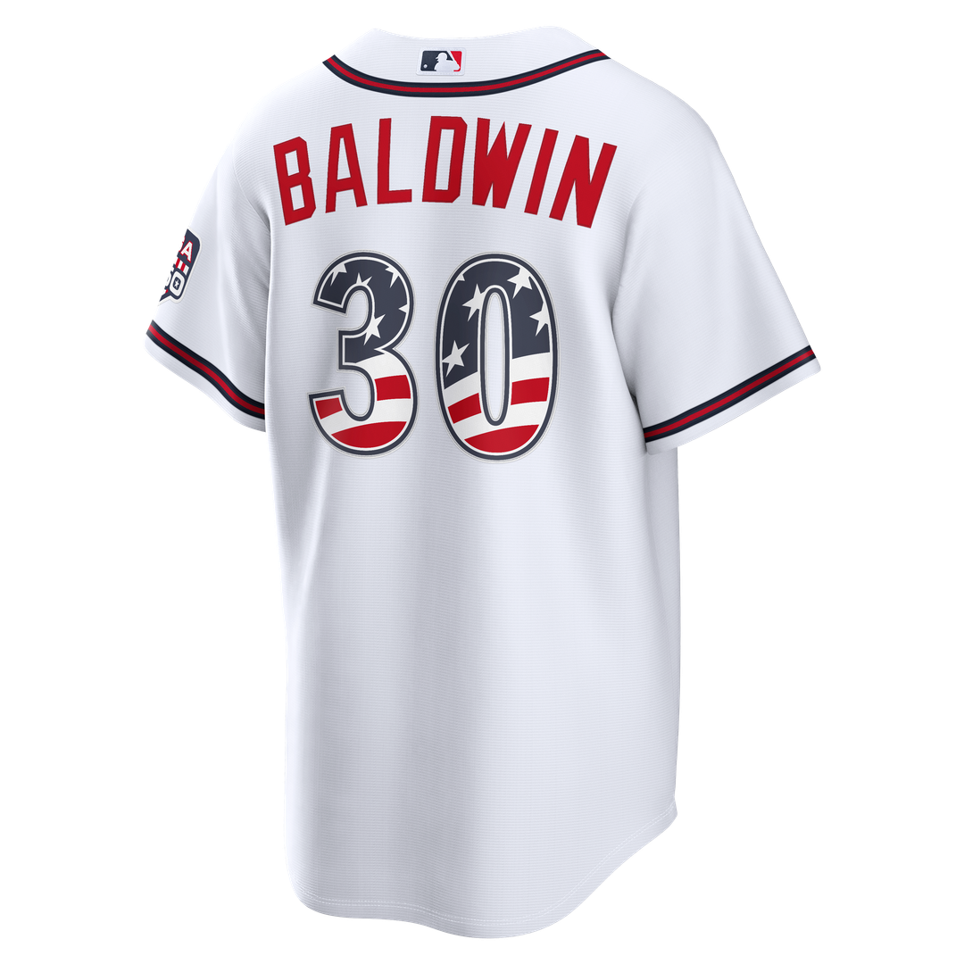 Fourth of July Men's Atlanta Braves Drake Baldwin White USA 250 Stadium Jersey