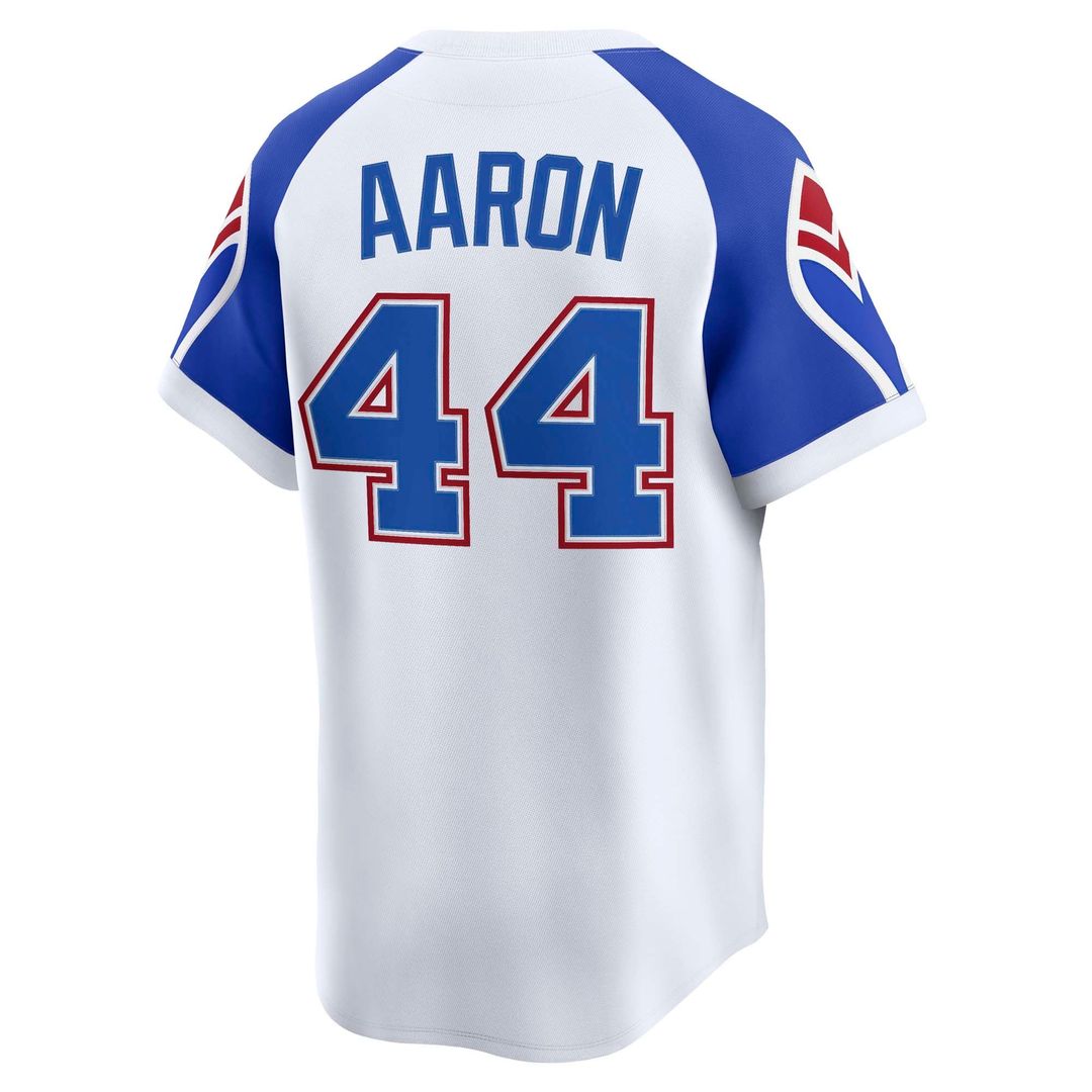 Men's Atlanta Braves Hank Aaron White Throwback Jersey