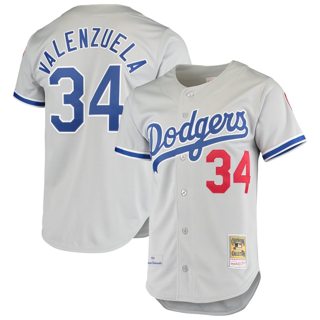 Men's Los Angeles Dodgers Fernando Valenzuela Gray Jersey