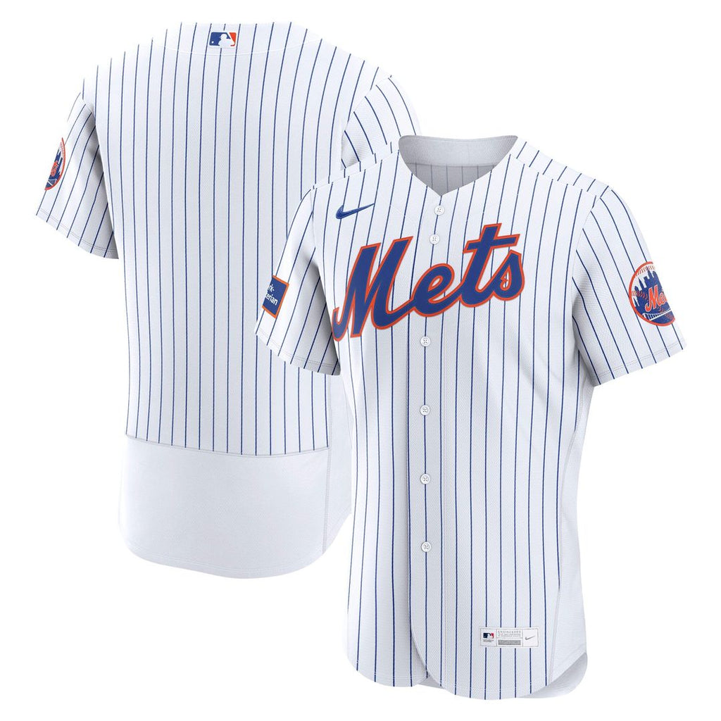 Men's New York Mets White Home Sponsor Patch Jersey