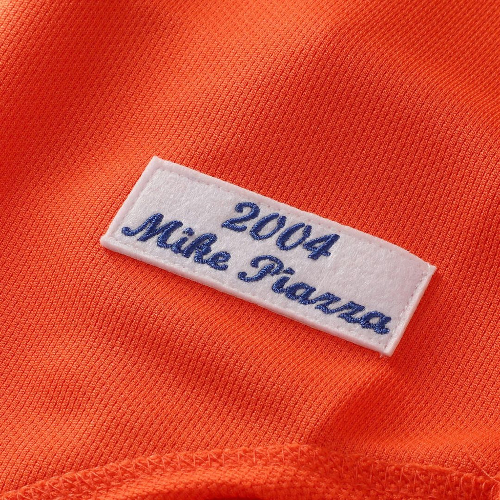Men's New York Mets Mike Piazza Orange Mesh Batting Practice Button-Up Jersey