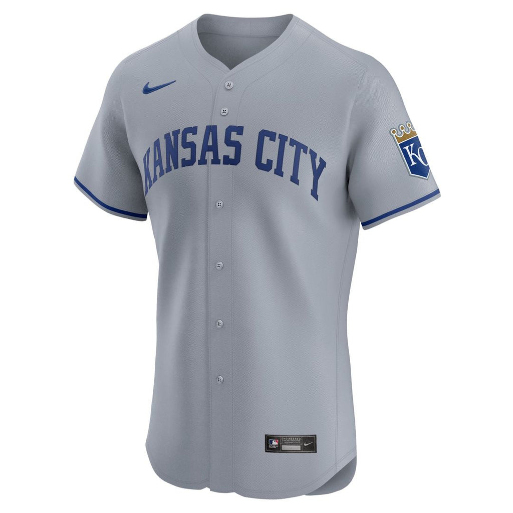 Men's Kansas City Royals Gray Road Premier Elite Patch Jersey