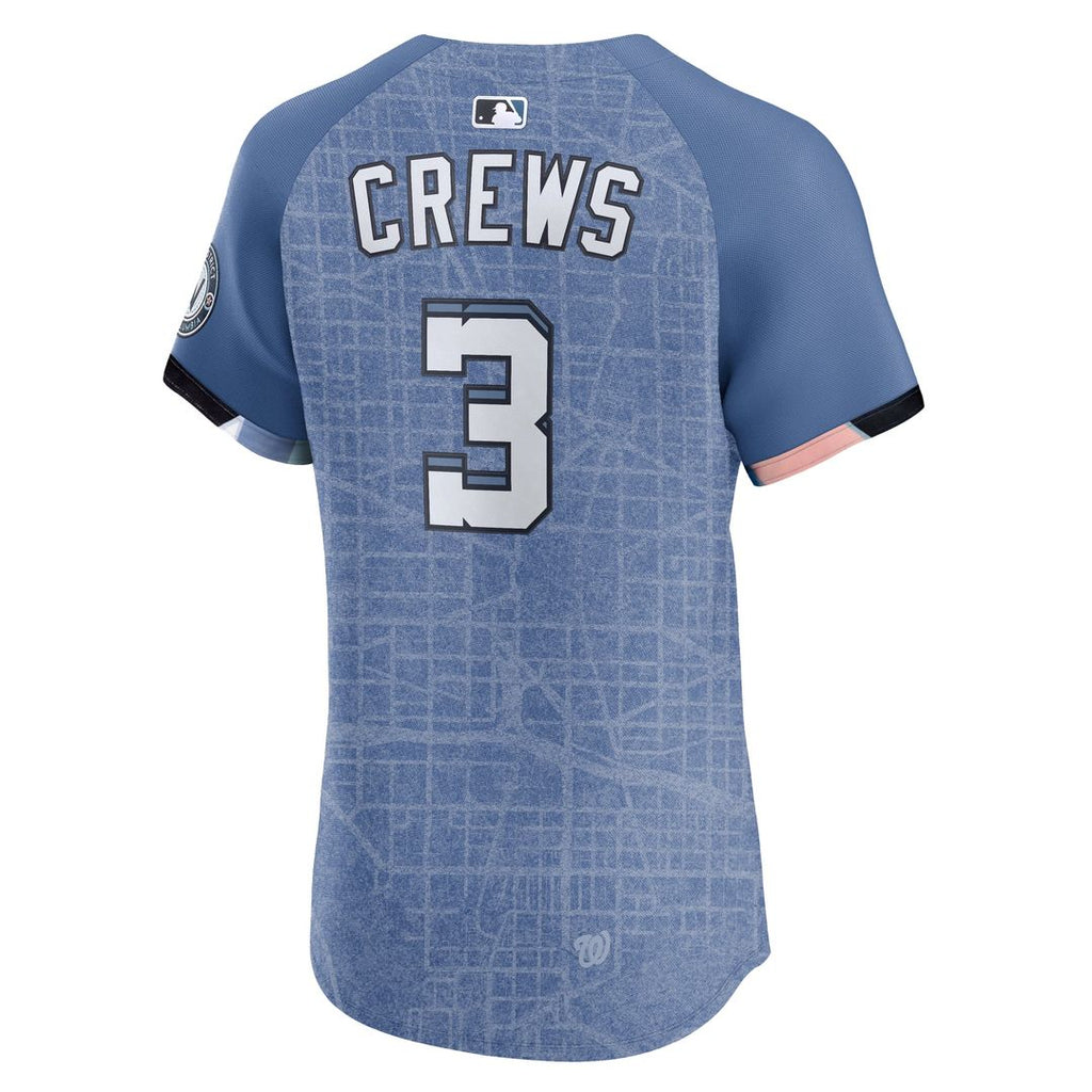 Men's Washington Nationals Dylan Crews Blue 2025 City Connect Elite Player Jersey