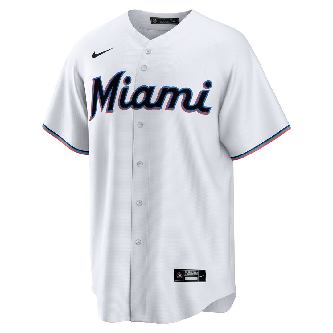 Men's Miami Marlins White Home Blank Replica Jersey