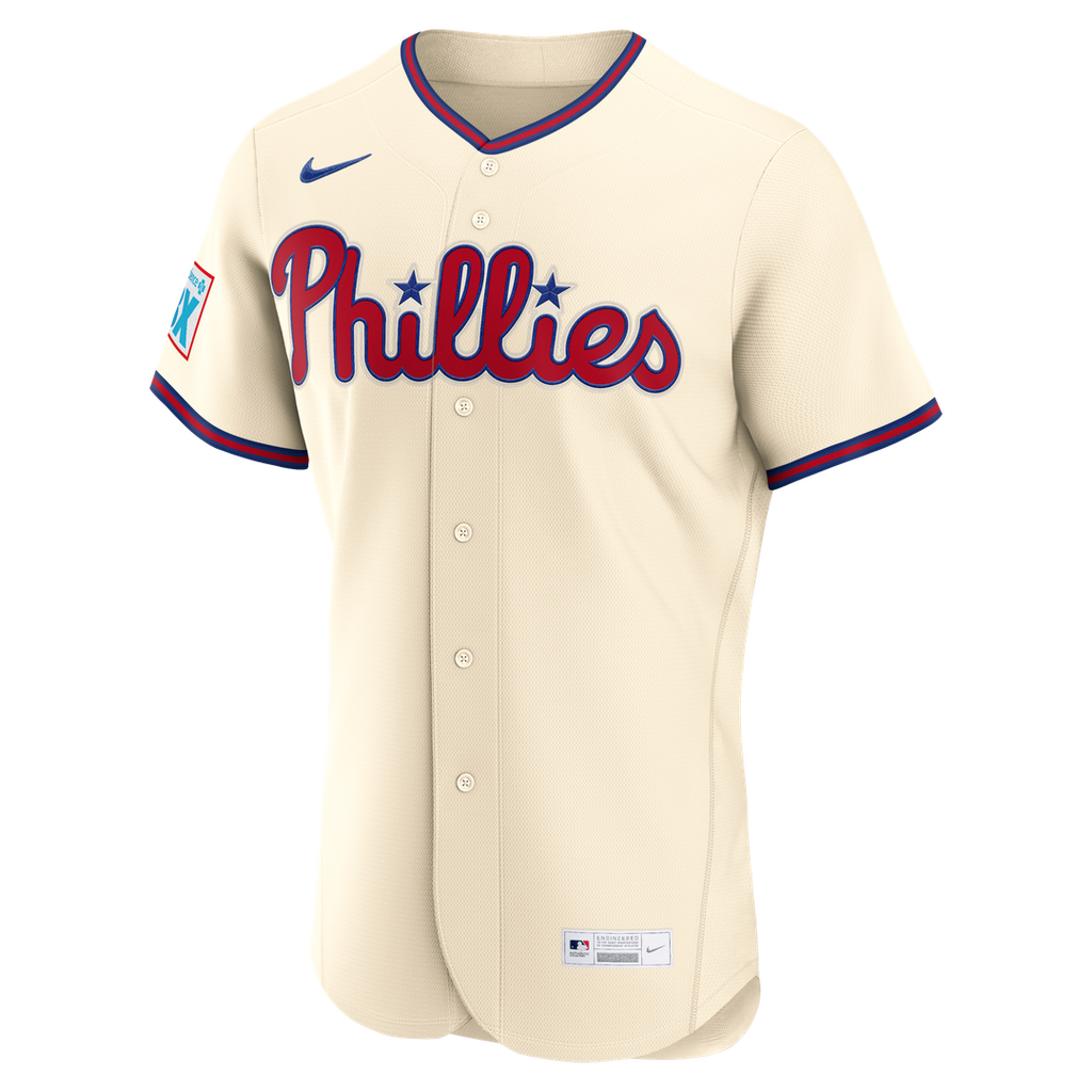 Men's Philadelphia Phillies Bryce Harper Cream Alternate Sponsor Patch Jersey