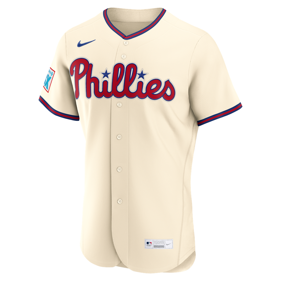Men's Philadelphia Phillies Bryce Harper Cream Alternate Sponsor Patch Jersey