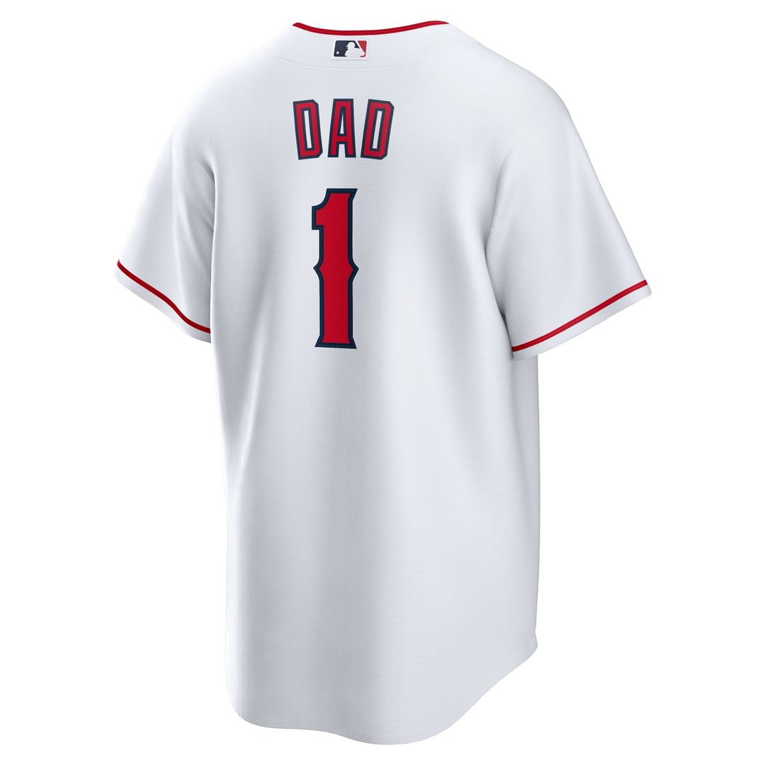Men's Los Angeles Angels White #1 Dad Home Replica Jersey