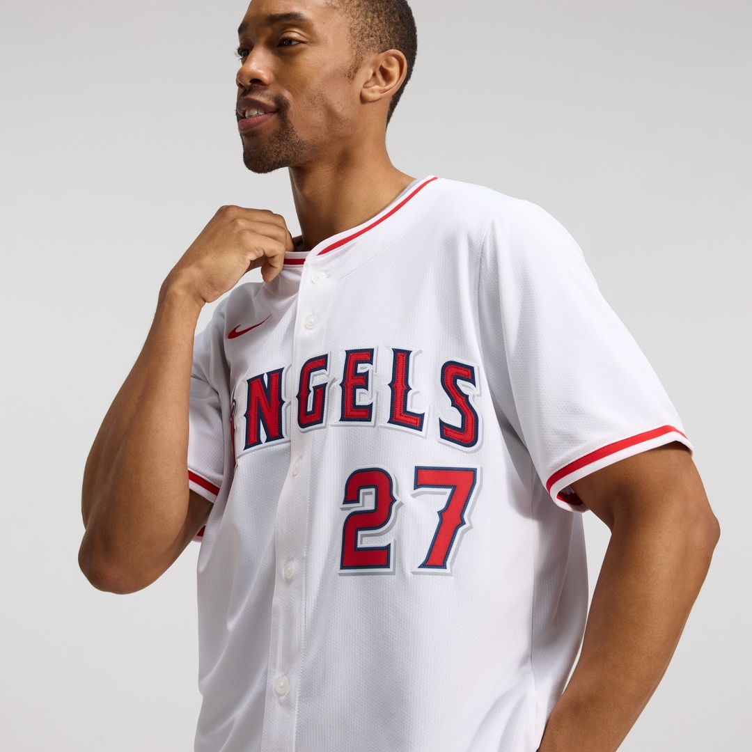 Men's Los Angeles Angels Mike Trout White Home Player Jersey