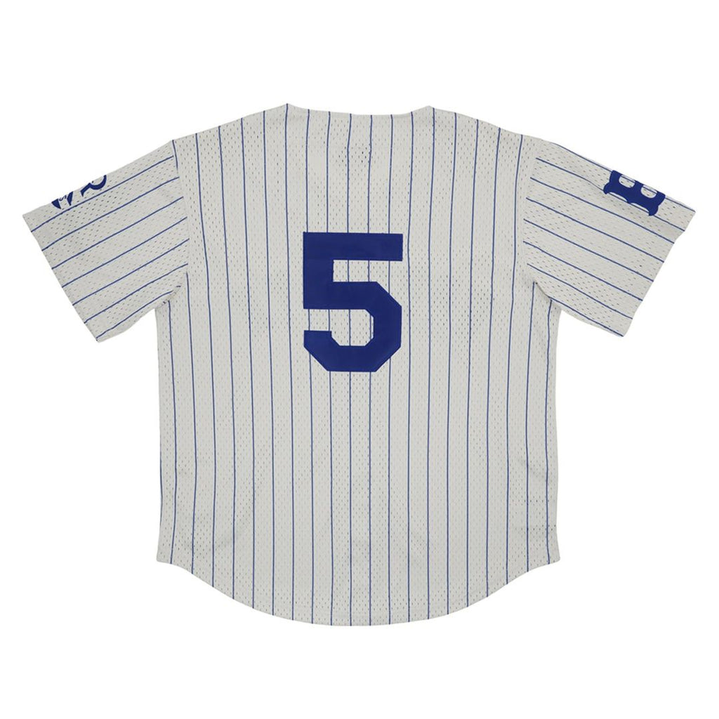 Men's Brooklyn Royal Giants #5 Rings & Crwns Cream Mesh Button-Down Replica Jersey