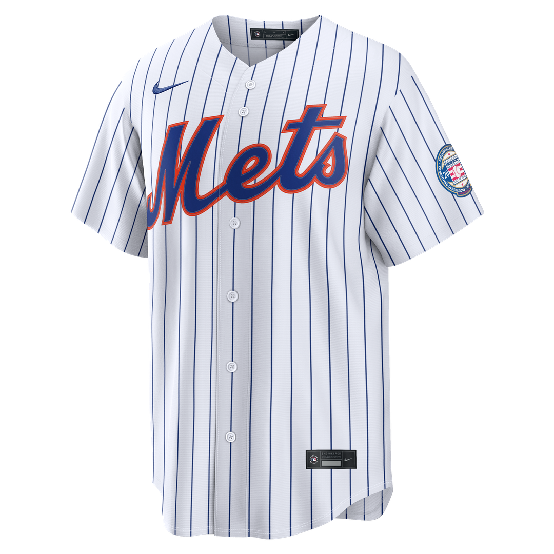Men's New York Mets Carlos Beltran White Home Replica 2026 Hall of Fame Patch Jersey