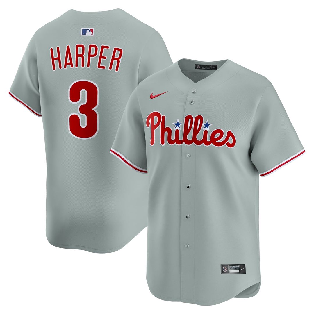 Men's Philadelphia Phillies Bryce Harper Gray Road Player Jersey