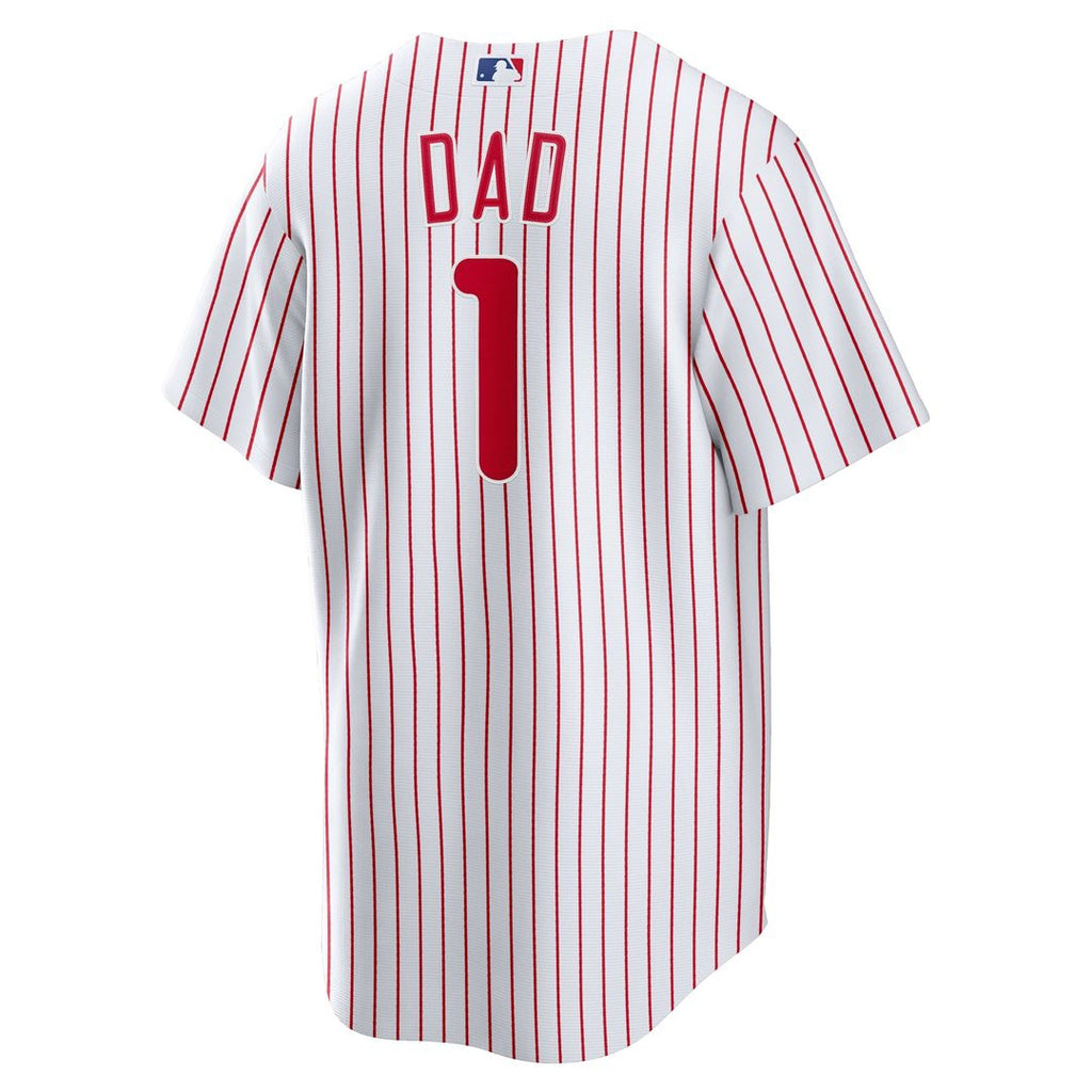 Men's Philadelphia Phillies White #1 Dad Home Replica Jersey