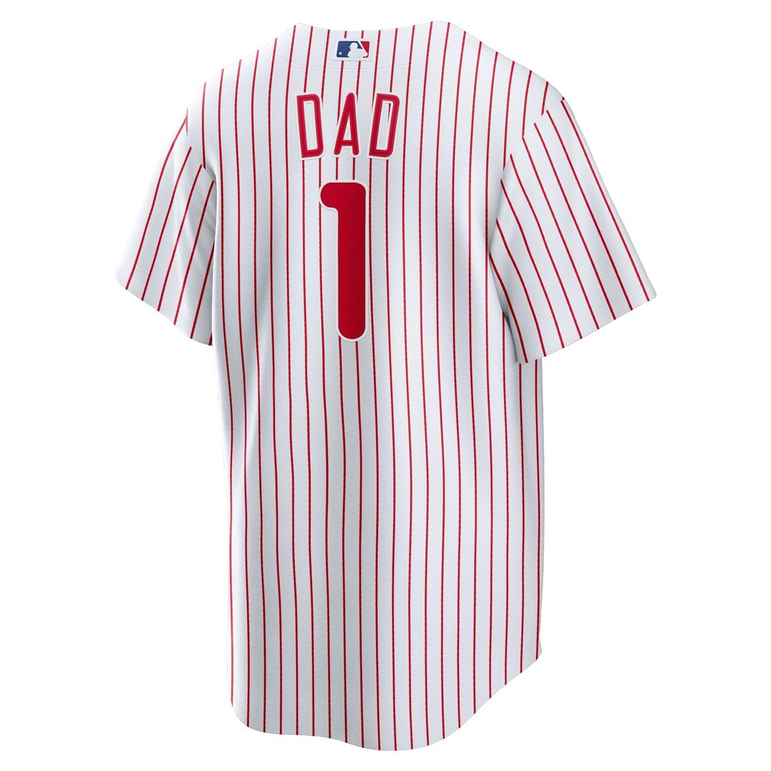 Men's Philadelphia Phillies White #1 Dad Home Replica Jersey
