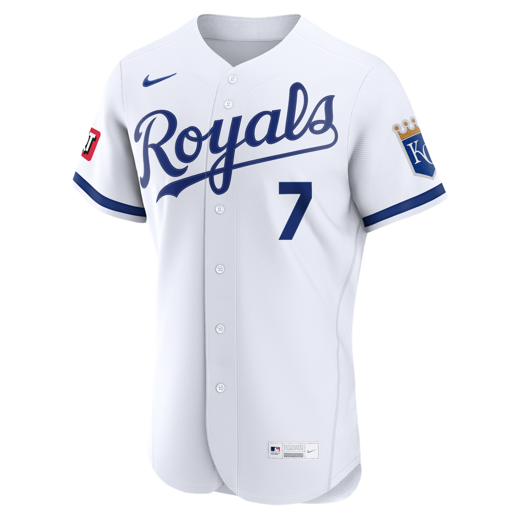 Men's Kansas City Royals Bobby Witt Jr. White Home Sponsor Patch Jersey
