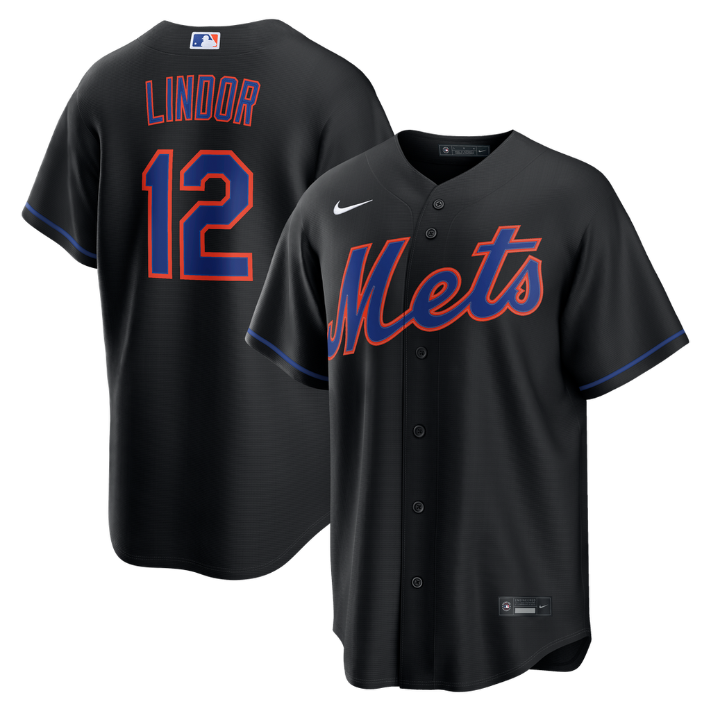 Men's New York Mets Francisco Lindor Black Alternate Replica Jersey