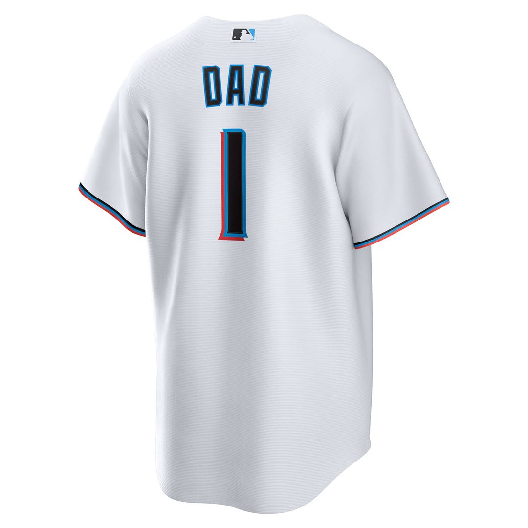 Men's Miami Marlins White #1 Dad Home Replica Jersey