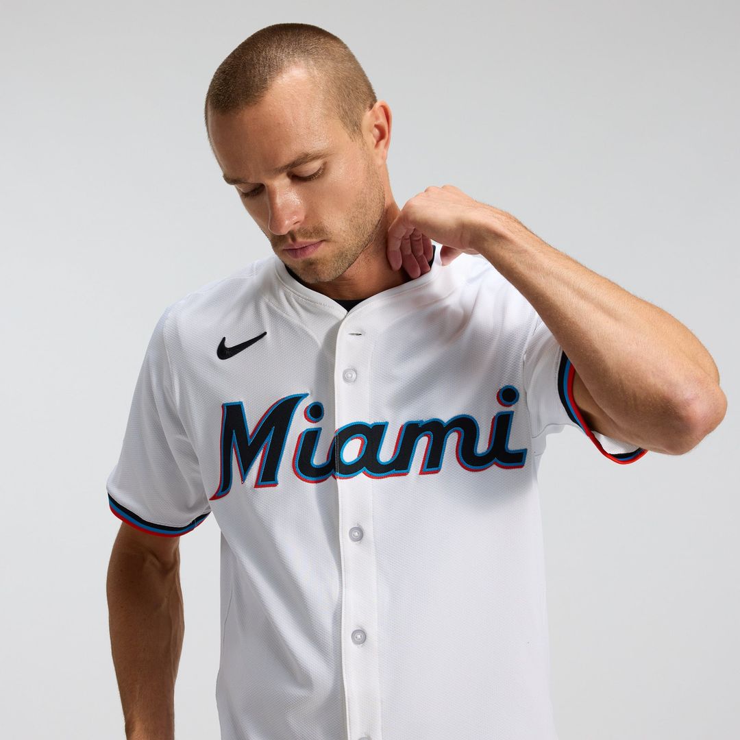 Men's Miami Marlins White Home Elite Jersey