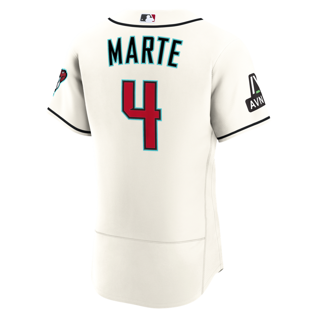 Men's Arizona Diamondbacks Ketel Marte Cream Home Sponsor Patch Jersey