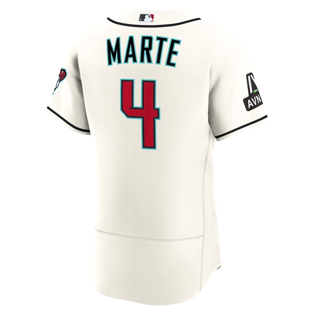 Men's Arizona Diamondbacks Ketel Marte Cream Home Sponsor Patch Jersey
