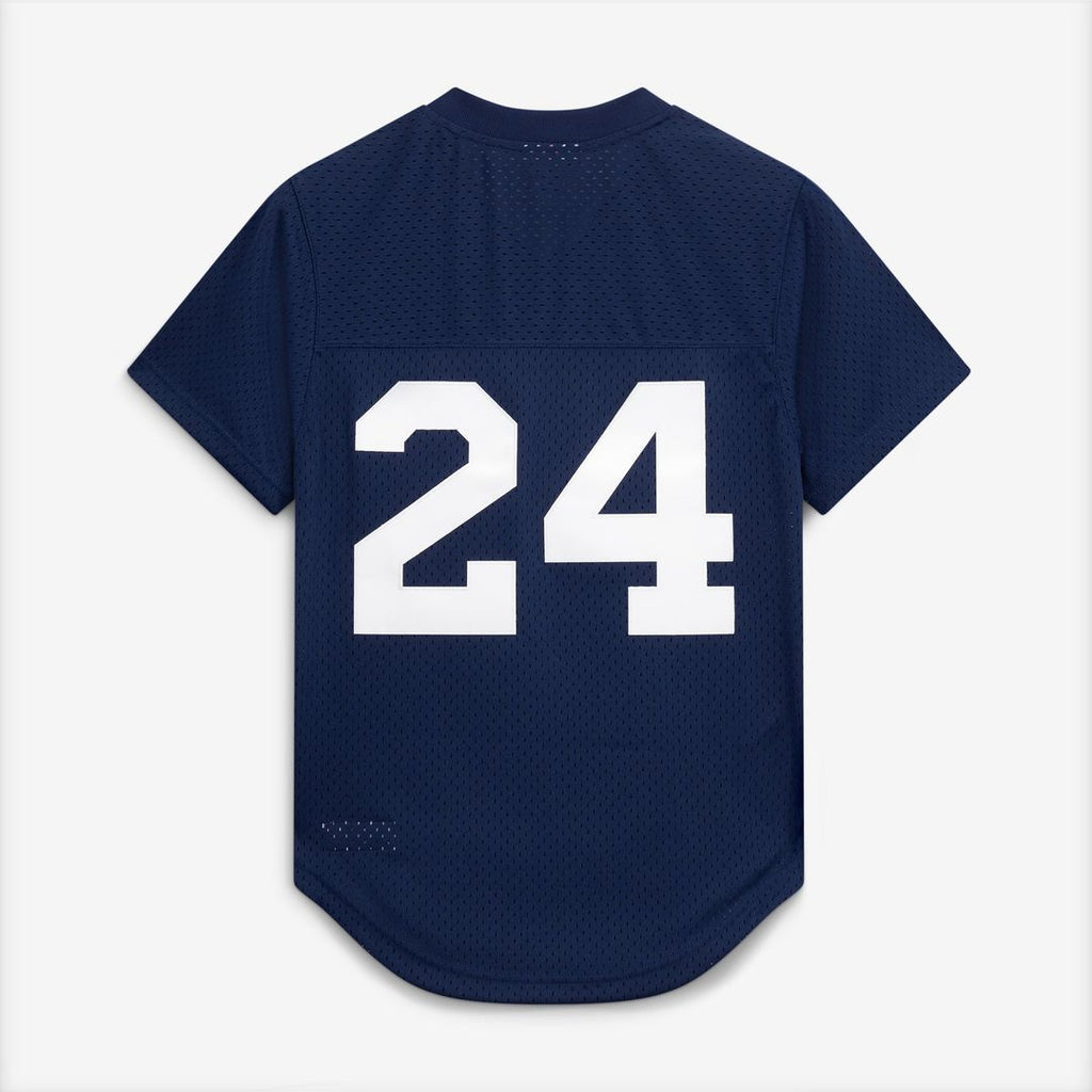 Men's New York Yankees Rickey Henderson Navy Mesh Batting Practice Button-Up Jersey