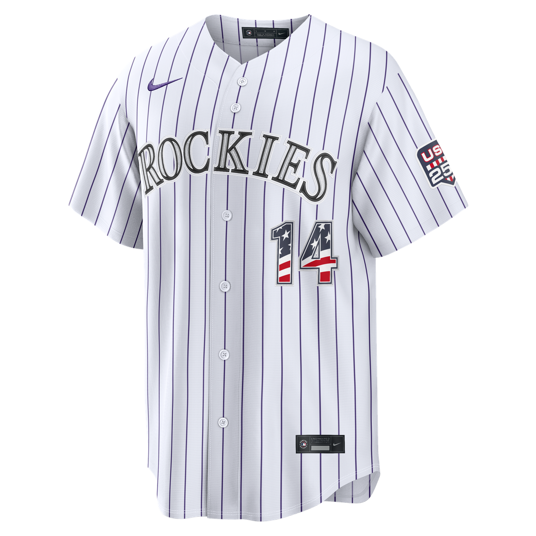Fourth of July Men's Colorado Rockies Ezequiel Tovar White USA 250 Stadium Jersey