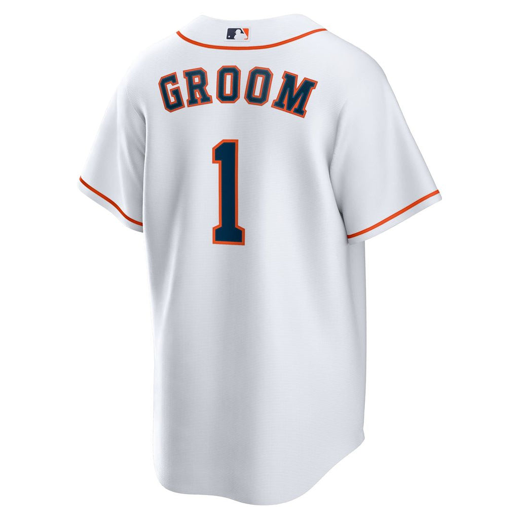 Men's Houston Astros White #1 Groom Home Replica Jersey