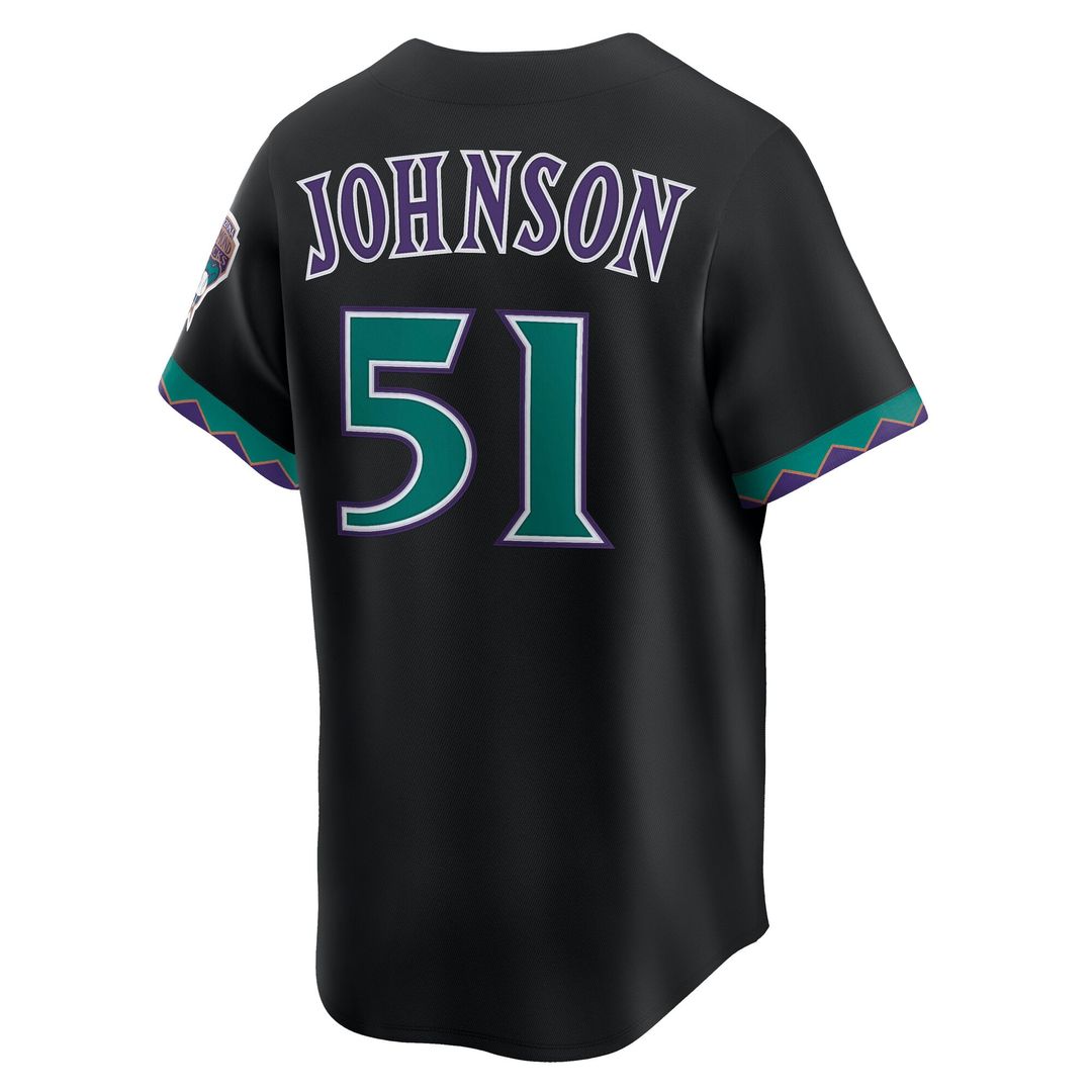 Men's Arizona Diamondbacks Randy Johnson Black Throwback Jersey