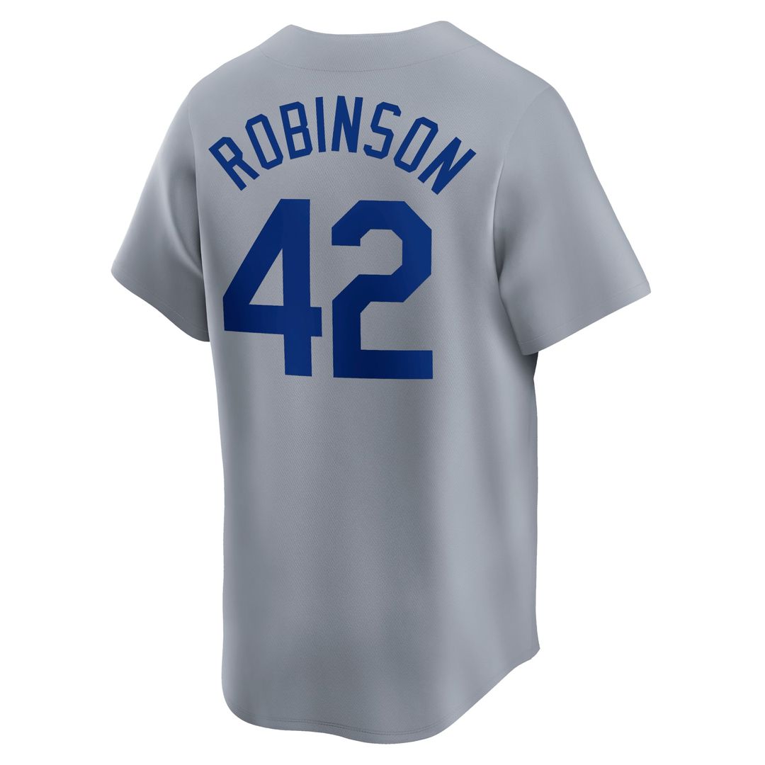 Men's Brooklyn Dodgers Jackie Robinson Gray Throwback Jersey
