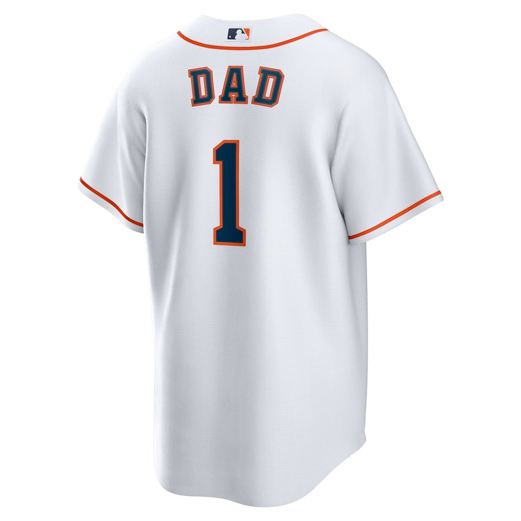 Men's Houston Astros White #1 Dad Home Replica Jersey