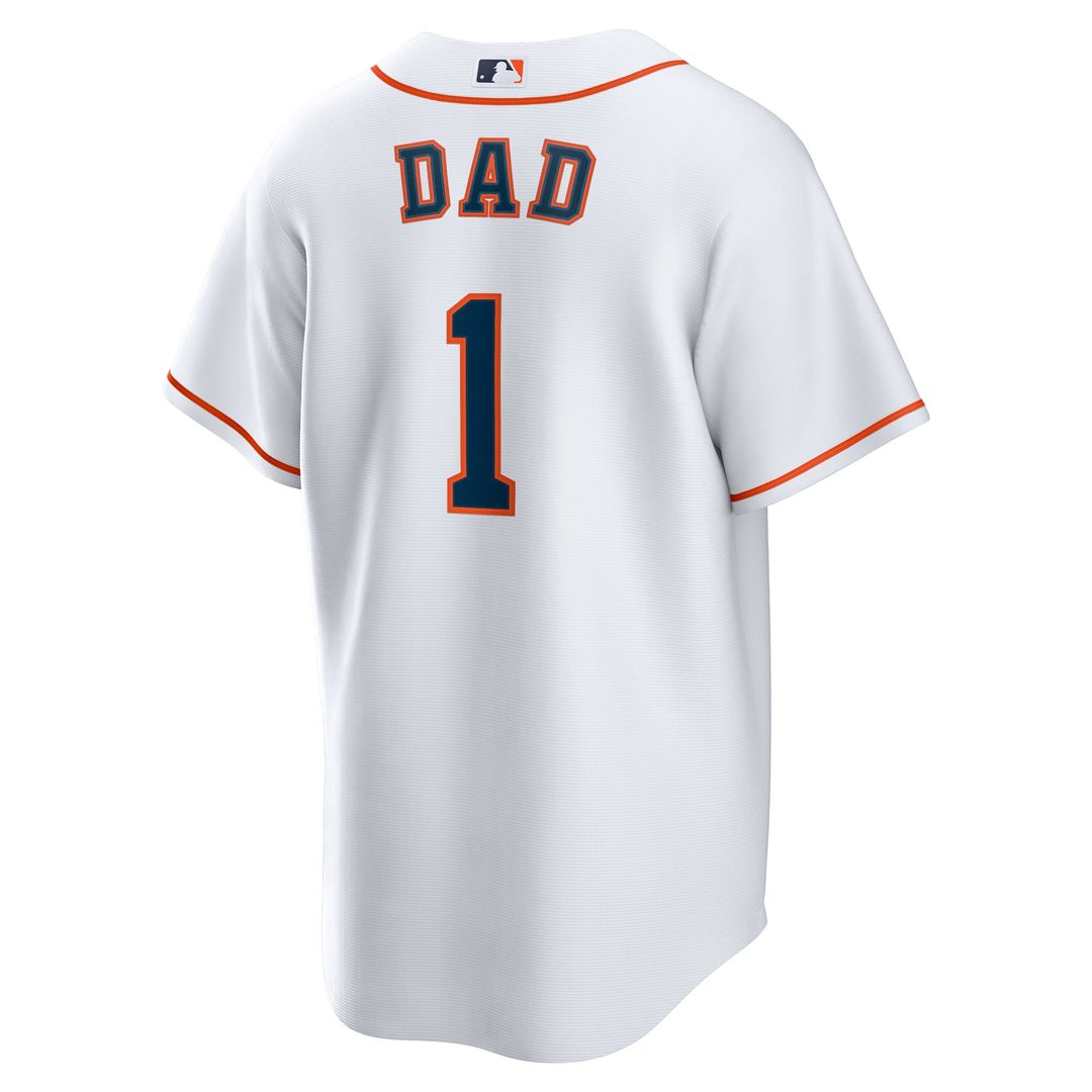 Men's Houston Astros White #1 Dad Home Replica Jersey